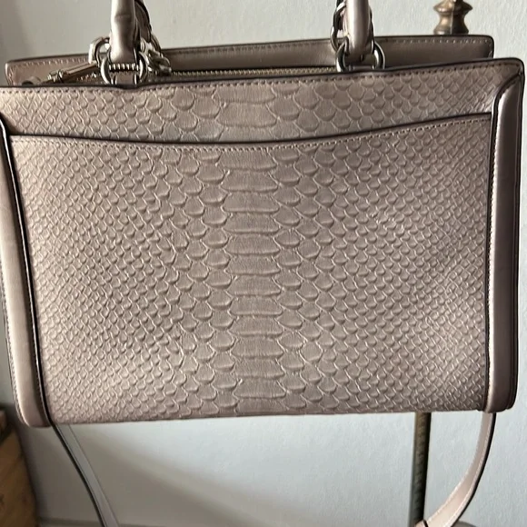 Coach Zoe Platinum Python Embossed Leather Tote/Satchel Bag w/Lock Detail - Picture 6 of 10